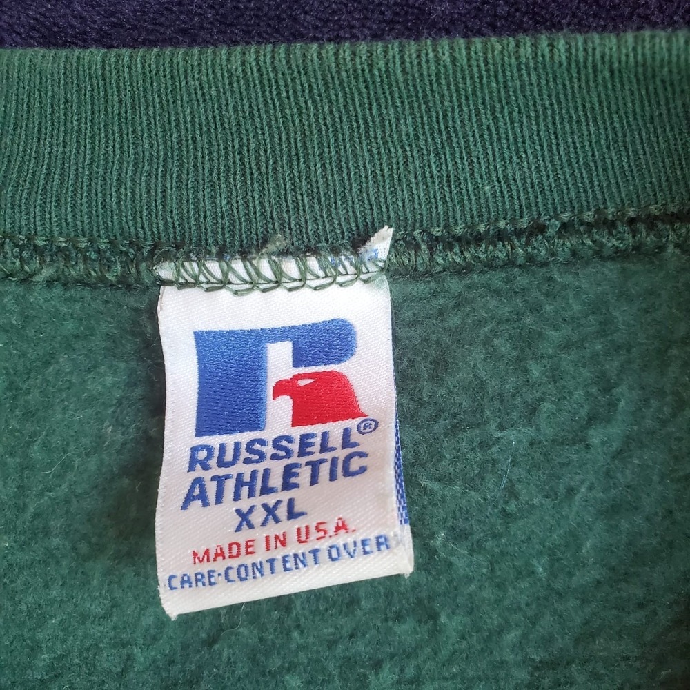 Vtg 90s Russell Athletic CBS TV Logo Crewneck Sweatshirt Green USA Made Mens XXL - Picture 3 of 10
